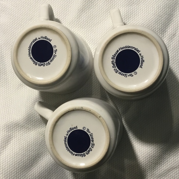 🇳🇱Delft Blauw Set of 3~Mugs\Cups~Hand Painted Windmill & Swans~Vintage - Picture 6 of 9